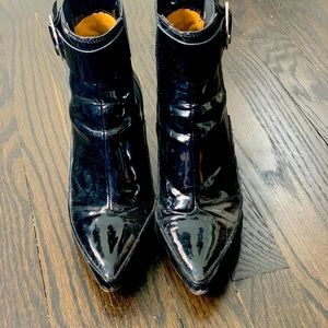 Patent leather boots